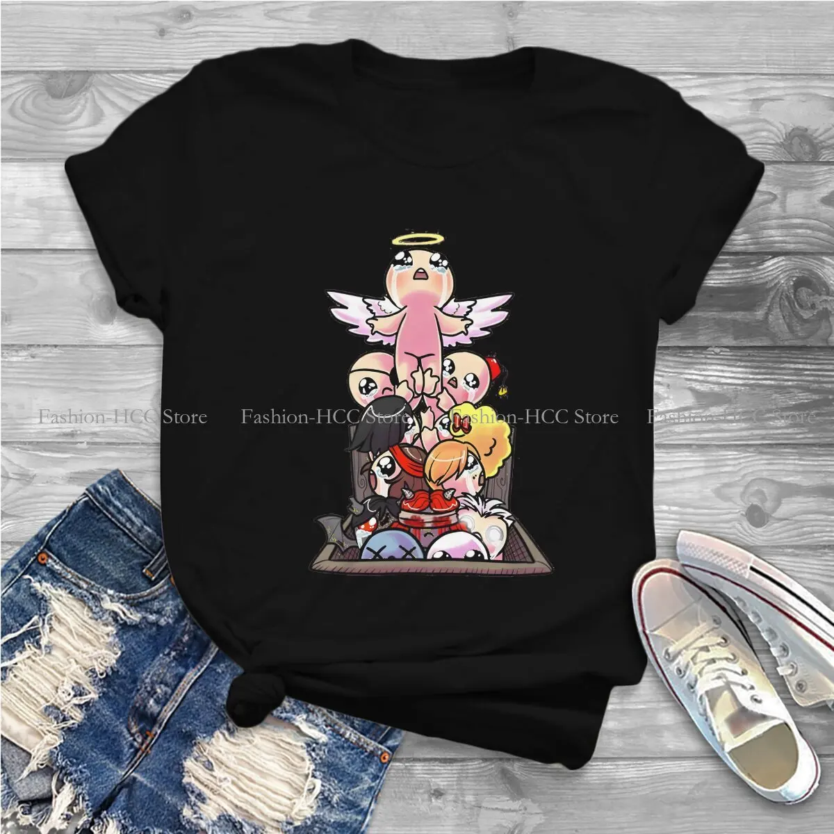 Angel Isaac Casual Polyester TShirt The Binding Of Isaac Game Creative Streetwear Comfortable T Shirt Women