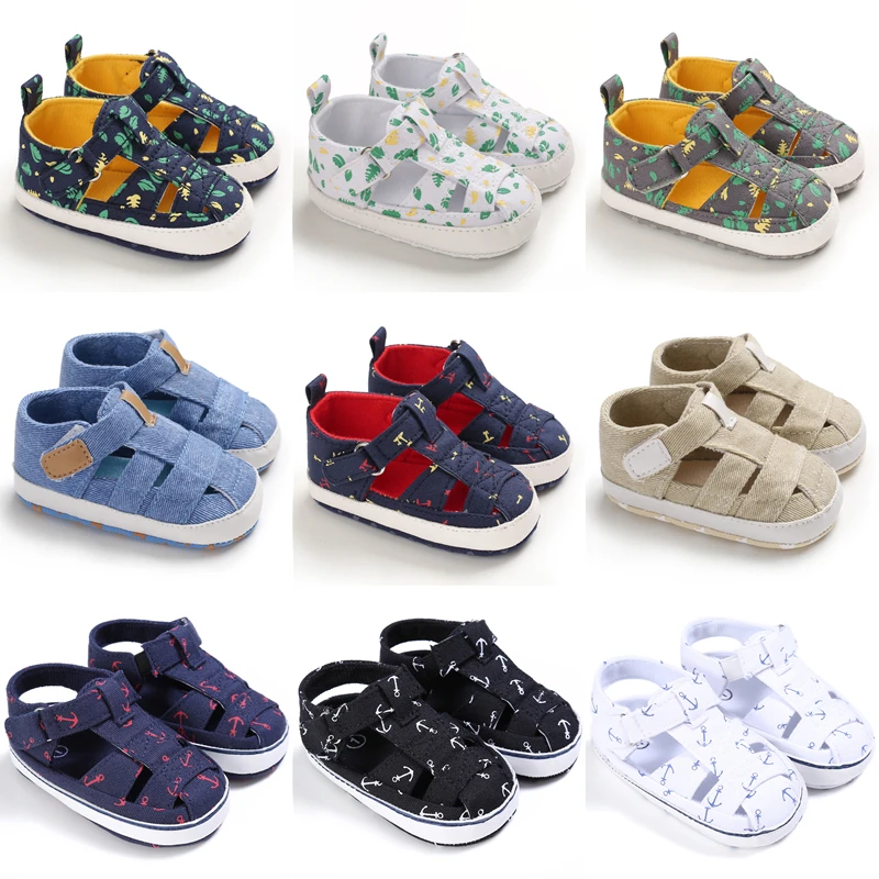 Summer Newborn Baby Boys Girls Fashion Summer Soft Crib Shoes First Walker Infant Anti Slip Sandals Shoes Soft Sole 0-18Months