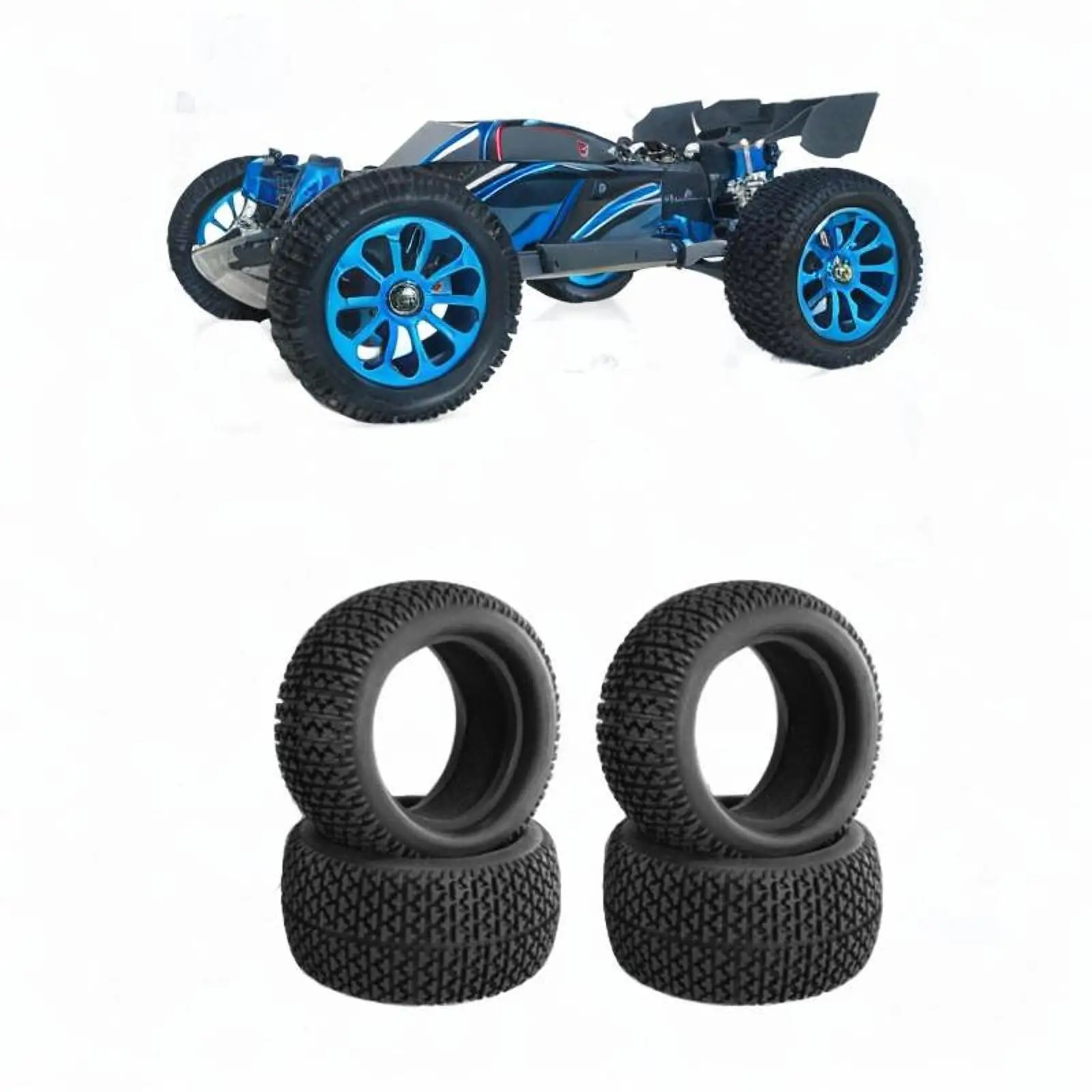 RC Car Rubber Tire Set Soft Sponge Insert Off Road Tyres 73mm for 1/16 1/12 Wheels Upgrade