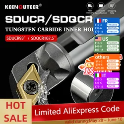 SDUCR SDQCR Internal Cooling Turning Tool C10K/12M/16Q Tungsten Steel Screw Boring Bar DCMT07/11 CNC Carbide Blade Lathe Tool