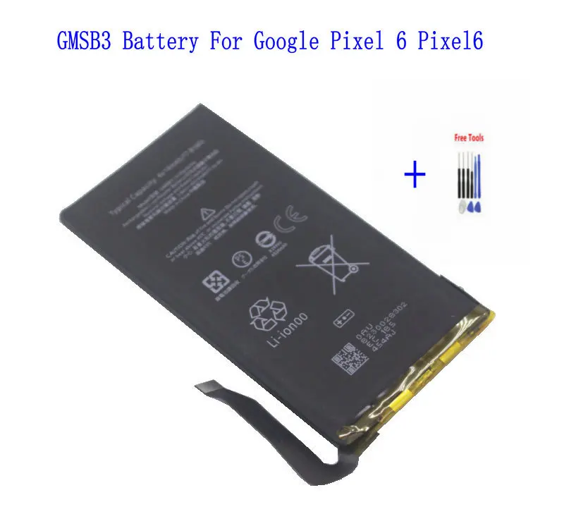 1x 4614mAh / 17.81 Wh GMSB3 Pixel 6 Phone Replacement Battery GMSB3 For Google Pixel 6 Pixel6 Batteries + Repair Tool Kits