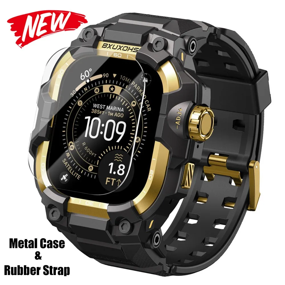 Metal Case &Strap For Apple Watch Ultra 3 2 Band 49mm Tactical  Cover For iWatch For 11 10 46mm 9 8 7 6 4 SE Mod Kit Accessories