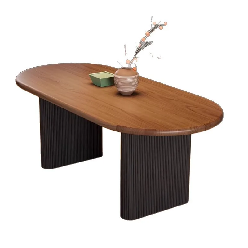 

French antique oval solid wood dining table, wabi-sabi small apartment commercial