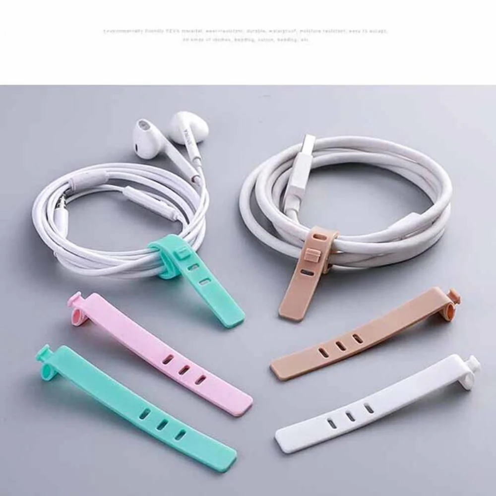 5pcs Cable Organizer Ties Clip Charger Cord Management Silicone Wire Manager Mouse Earphone Holder Data Line Winder Straps