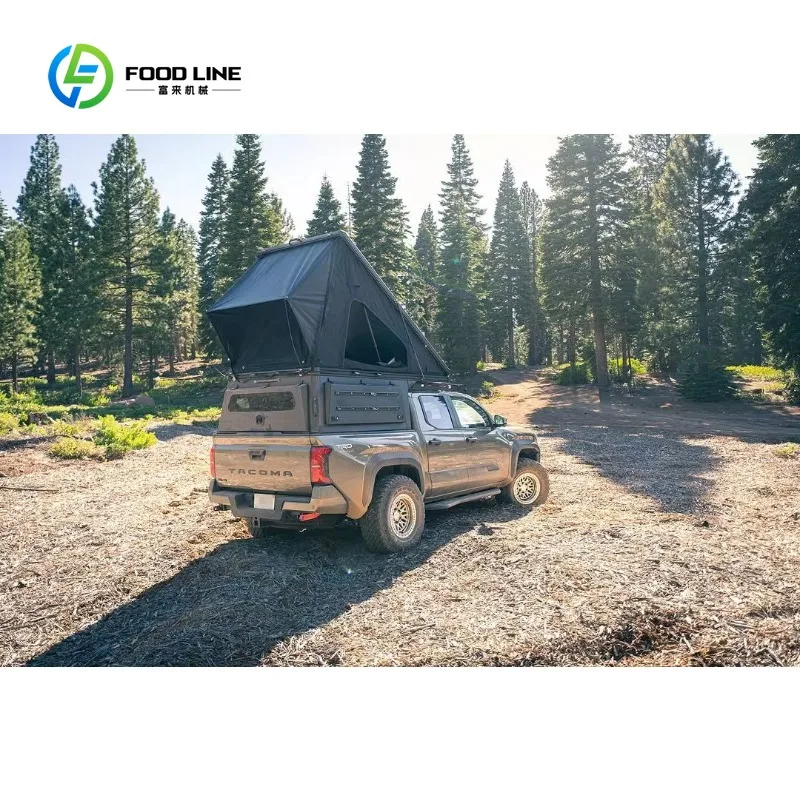Customized 4x4 Pickup Truck Camper Shell with Pop-Up Roof Tent Hard Shell for Off-Road Overland Camping