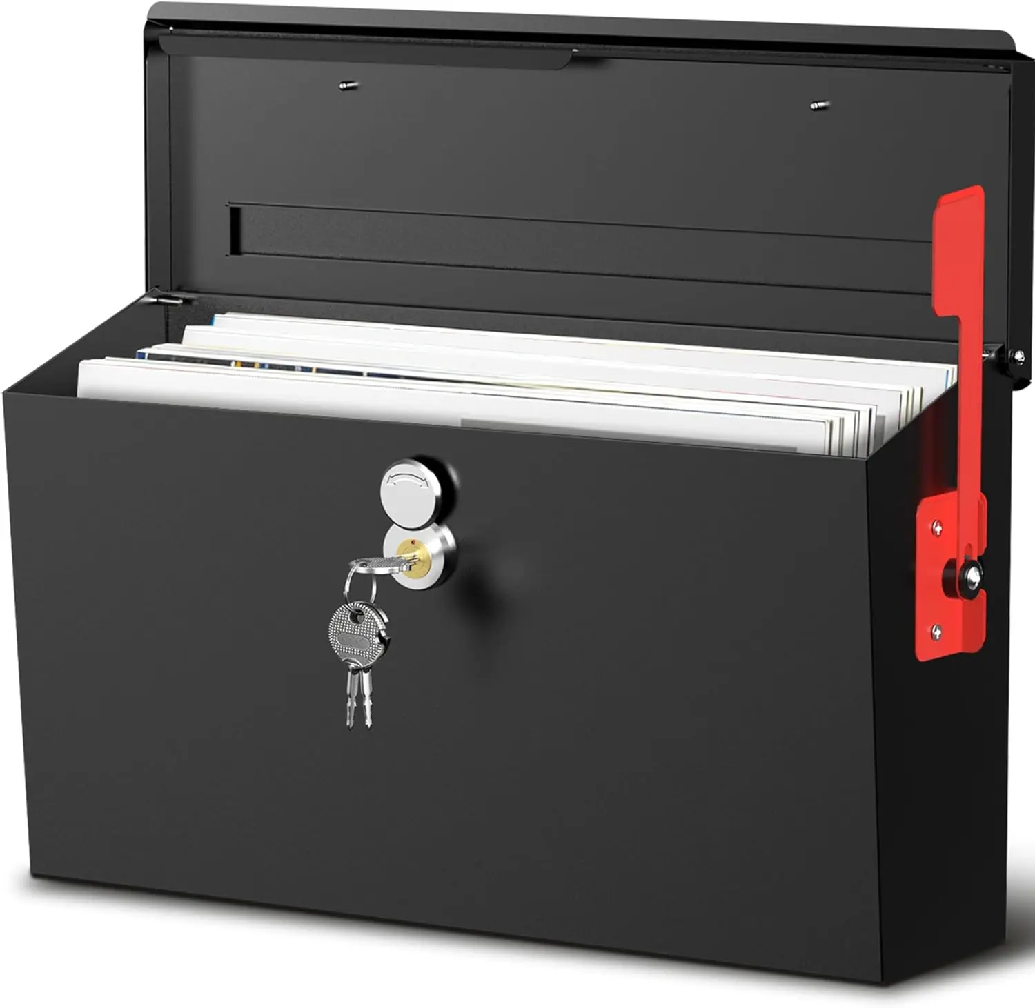 

Большой настенный почтовый ящик для улицы с флагом, 15.9''x9.6''x5.2'', запираемый, из оцинкованной стали, устойчивой к ржавчине