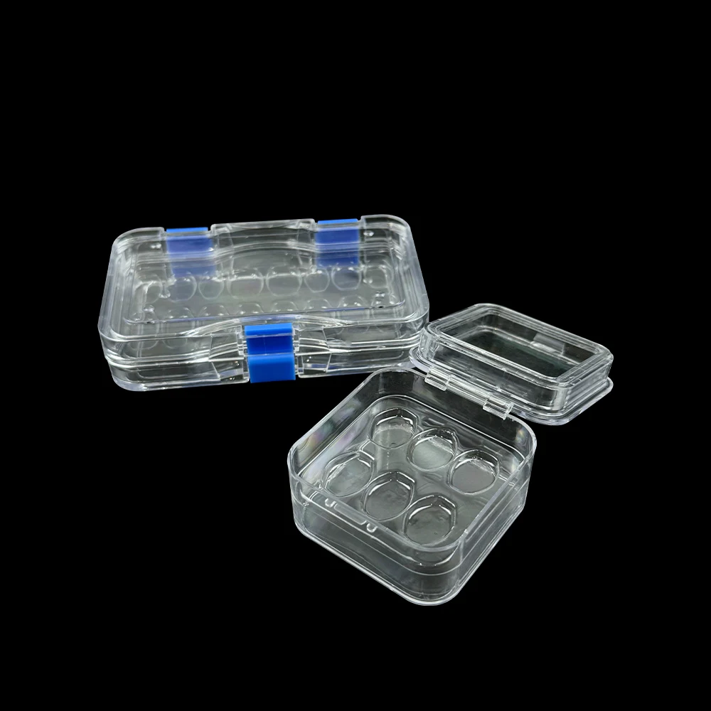 Transparent Dental Box Denture Storage Box with Film Membrane for Crown and Bridges Tooth Box With 6/16 Hole Dentistry Materials