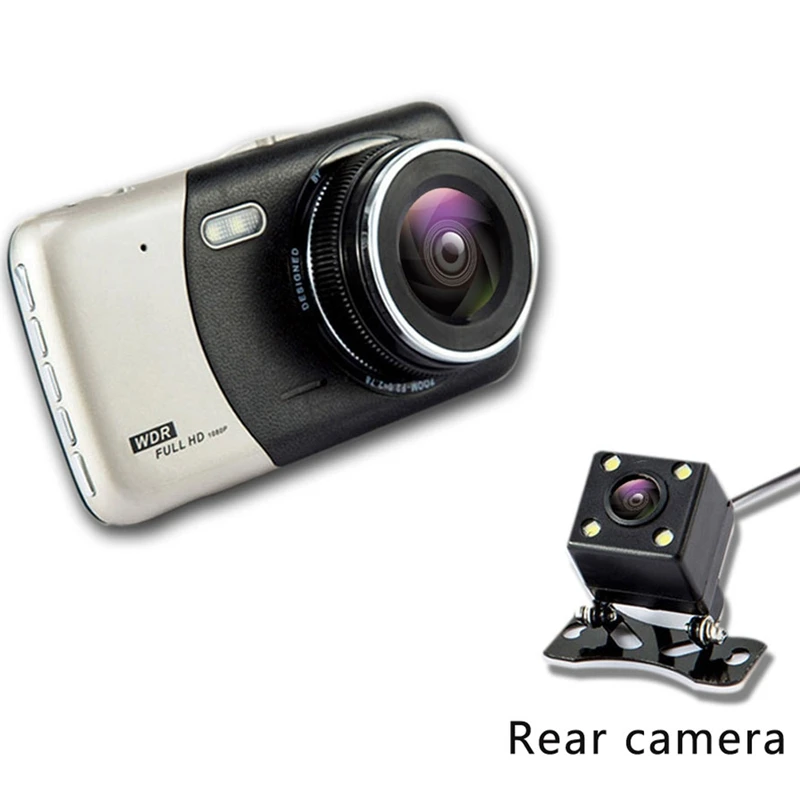 4 Inch Lcd IPS Dual Lens Car Dash Cam FHD 1080P Dashboard Camera 170°Driving DVR