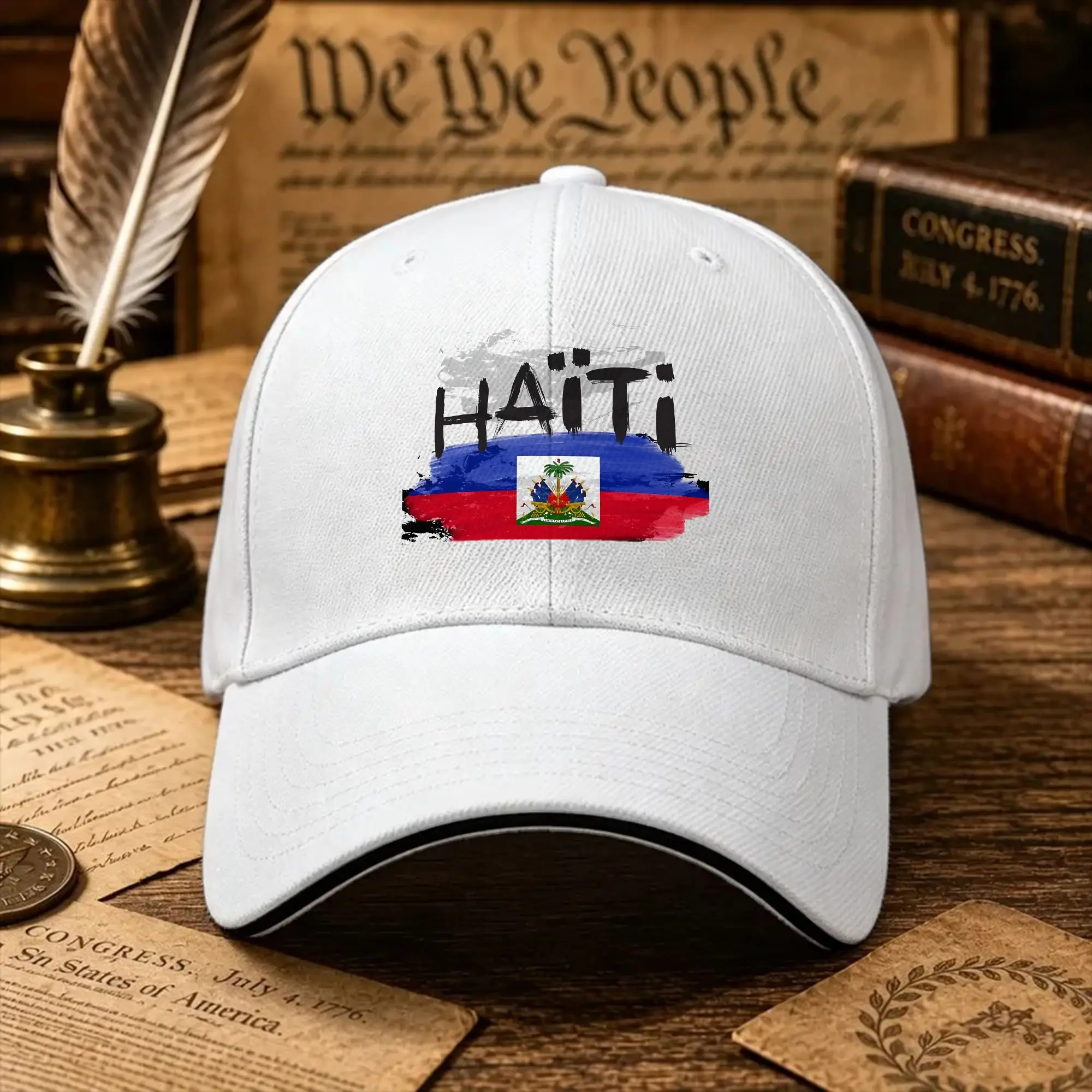 Summer Casual Baseball Cap Lakay Haiti Cherie Flag Painted Effect   Trucker Hat For Unisex-Teens Wholesale  Trendy Baseball Caps