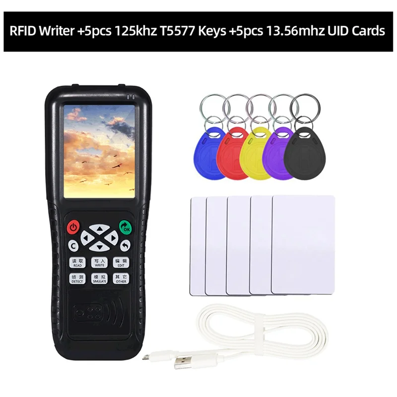 RFID Copier With Full Decode Function Smart Card Key NFC IC ID Duplicator Reader Writer (T5577 Key UID Card)-TCES