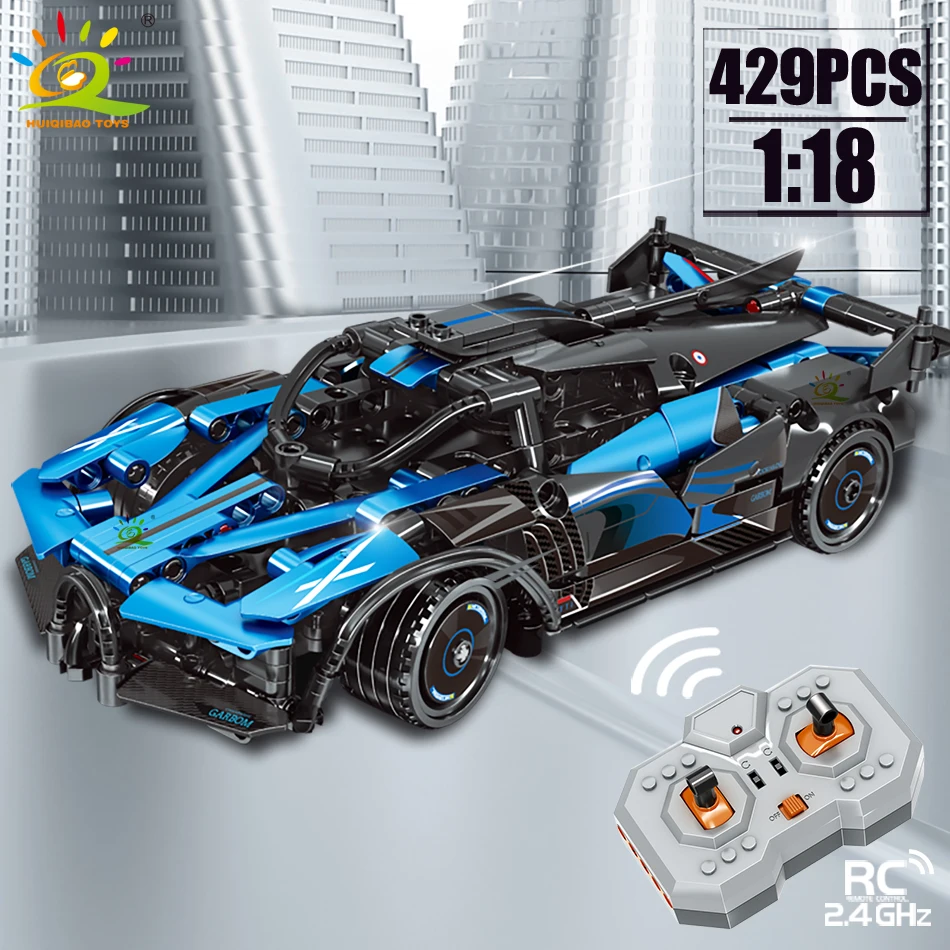 HUIQIBAO RC Technical Super Racing Car Model Building Block Autocar MOC Remote Control Vehicle Brick Children Construction Toy