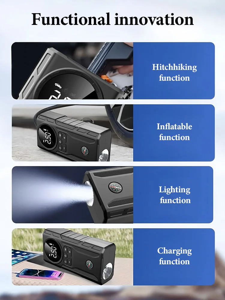 39800mAh Car Jump Starter Air Pump Car Battery Emergency Boosters 1800A 12V Power Bank Portable Starting Device Car Starter