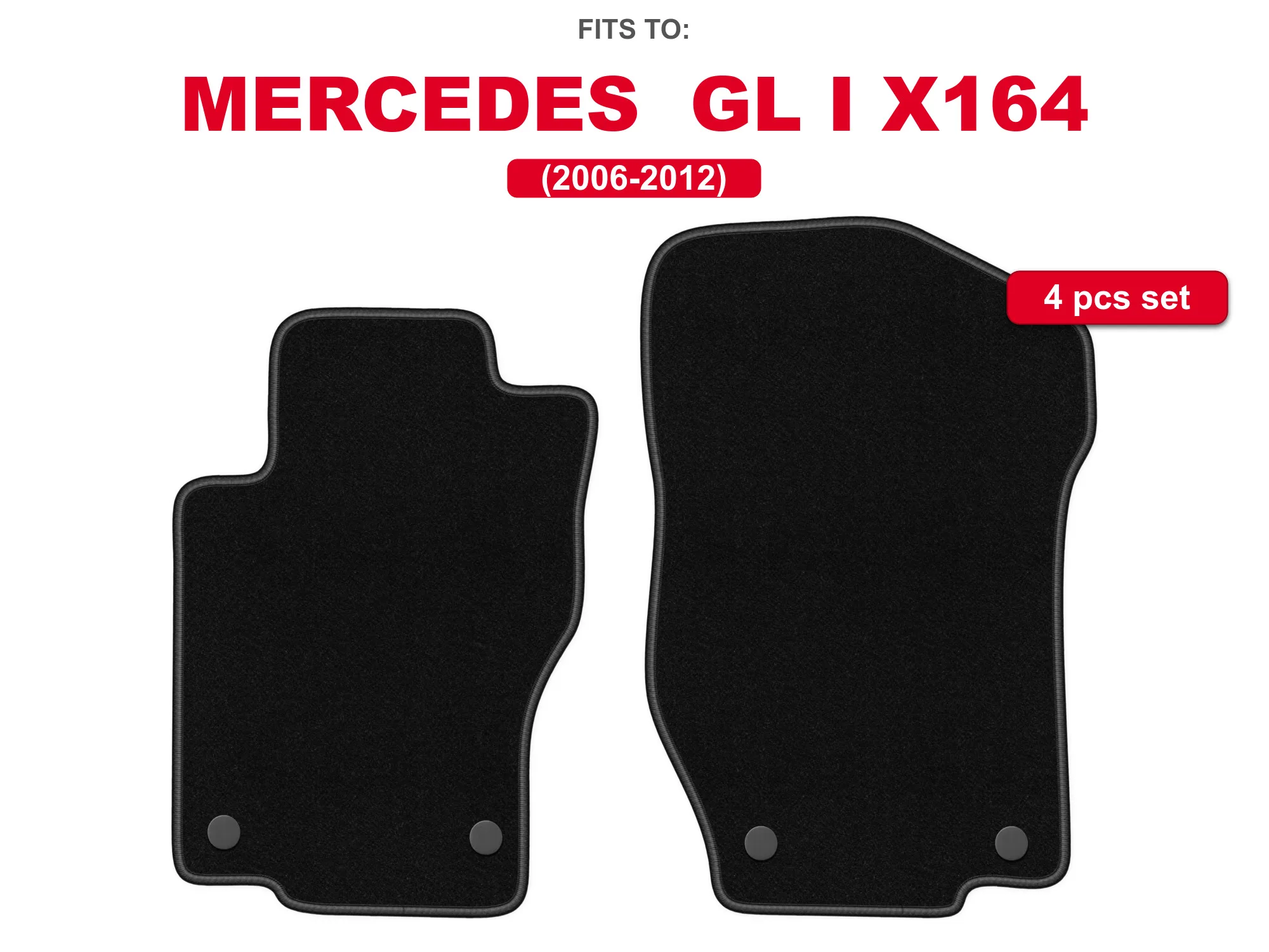 Zwarte velours vloermatten voor: Mercedes ML W164 2005-2011 SUV vloermattenset voor voorkant auto