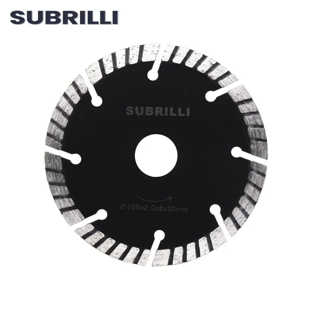 SUBRILLI 4 "الماس توربو شفرة المنشار للقطع الجاف الاسمنت 105 مللي متر تموج الساخن ضغط أسطوانة تقطيع عجلة لوحات ثقب داخلي 20 مللي متر