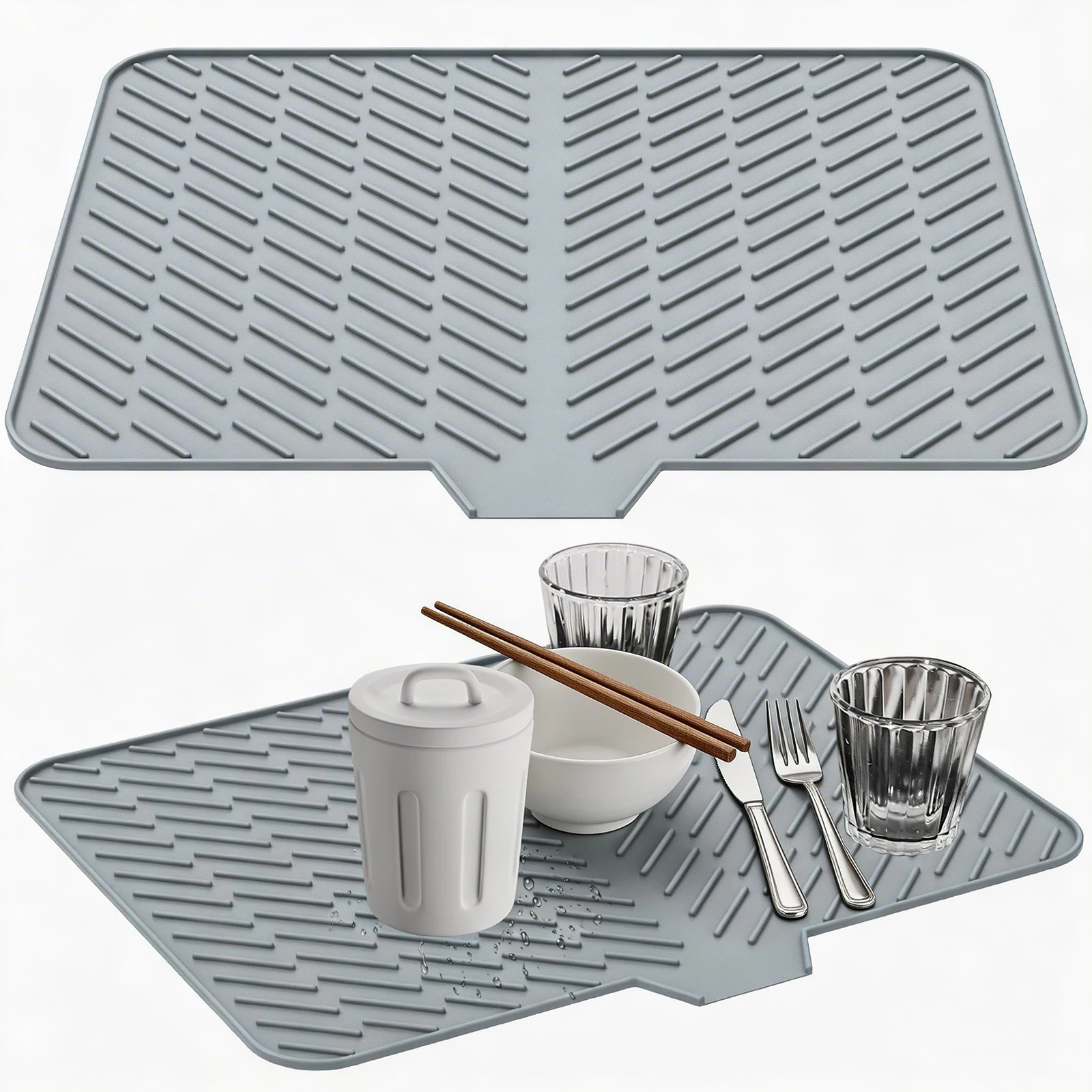 Dish Drying Mat Ultra Absorbent Silicone Drying Mats Non-Slip Fast Drying Draining Mat Heat Resistant Kitchen Dish Drying Pad