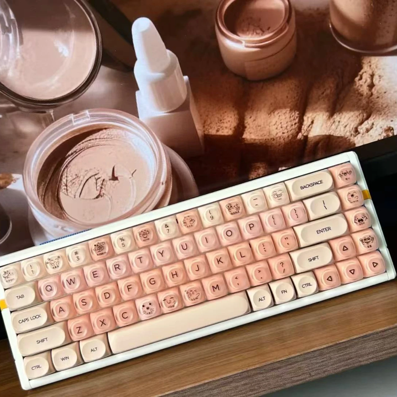 132 Keys Foundation Liquid Keycaps  PBT+PC HOA Profile Keycap Semi-fog Jelly Key Caps For MX Switch Mechanical Keyboard
