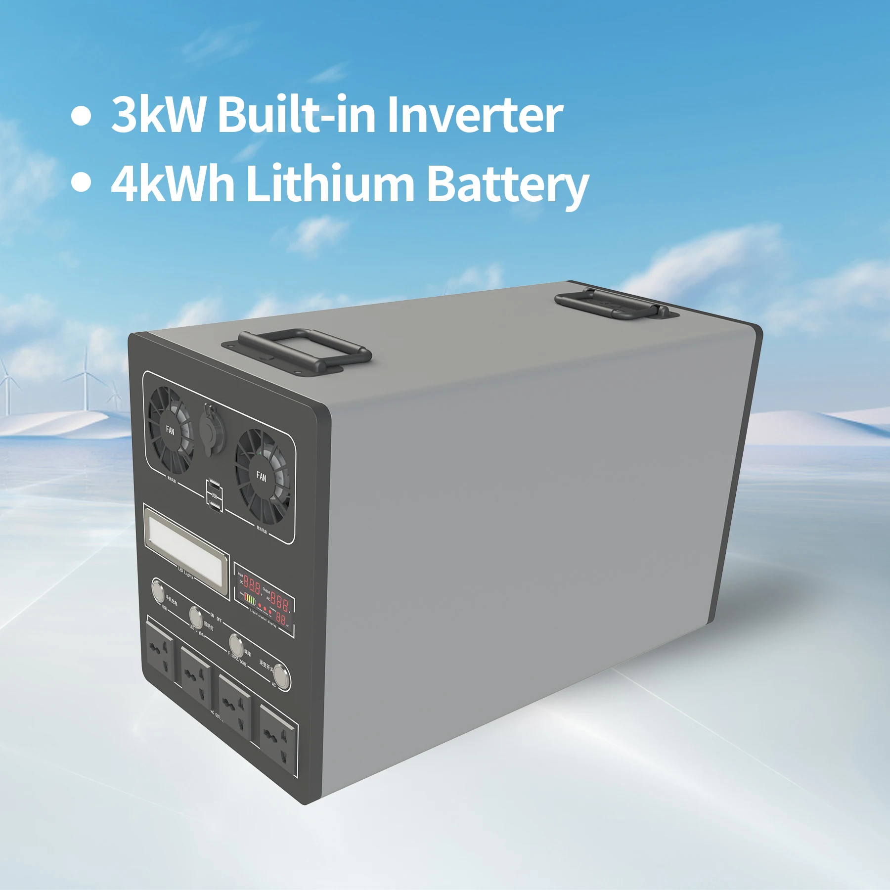 

Portable 4kWh Lithium Power Station Generator 3000W Best Solar Panel Car Power Source 4000WH Battery MPPT