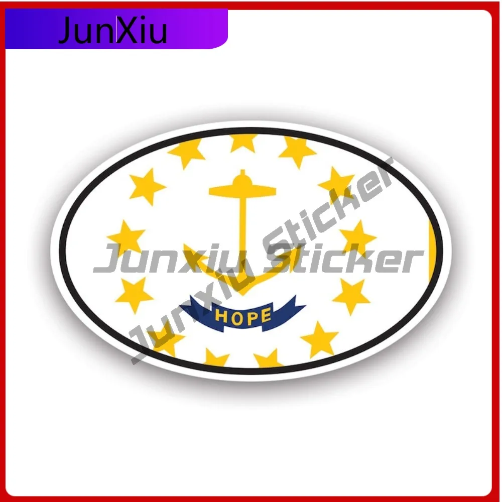 

Rhode Island Flag Sun Resistant Waterproof Anime Style For Laptop Car Window Car Body No Residue Removable Accessories Classic