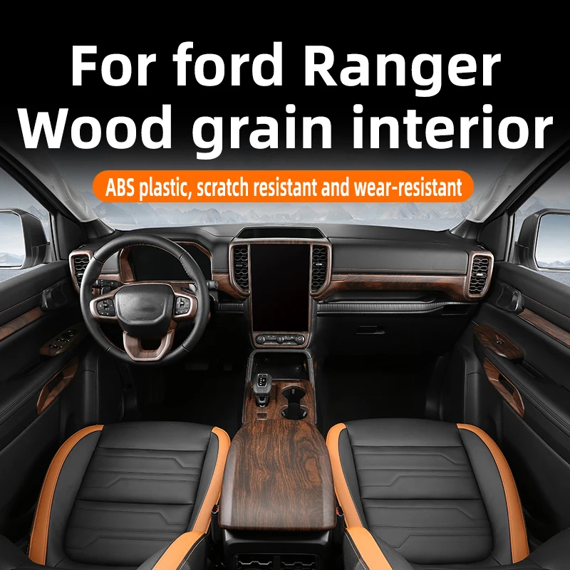 

Interior Overlay Covers For Ford Ranger Wildtrak T9 2023 2024 Wood grain Upgrade Inner Decoration Parts LHD Available