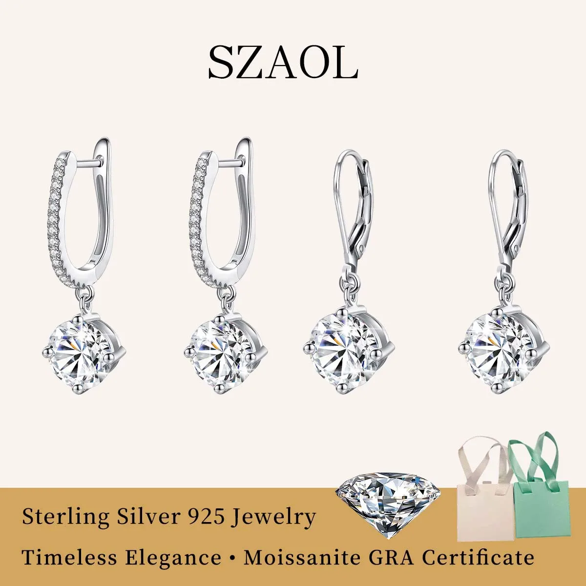 

Гипоаллергенные позолоченные женские серьги-кольца из серебра 925 пробы с муассанитом 0.5/1 карат, трендовые украшения 2026 года