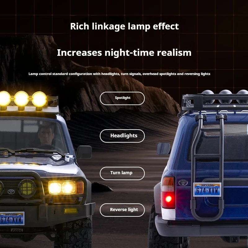 FMS FCX10 Pro Toyota LC80 Simulación Crossing coche de escalada con control remoto de alta y baja velocidad