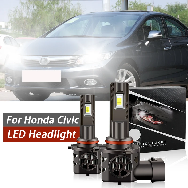 2pcs LED Headlight High Low Fog Light Luces Bulbs For Honda Civic on Year 2006 2007 2008 2009 2010 2011 2012 2013 2014 2015