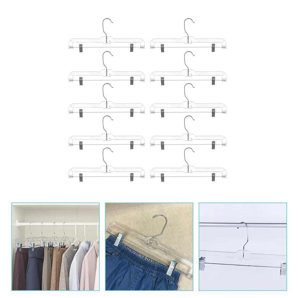 

10Pcs Adjustable Clips Pants Hangers With 360 Degree Rotating Hook For Various Sizes Of Clothes Including Skirts And Suits