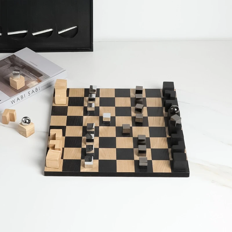 Creative Modern Minimalist Solid Wood Chessboard Chess Ornament Sales Office Hotel Tabletop Designer Soft Decoration