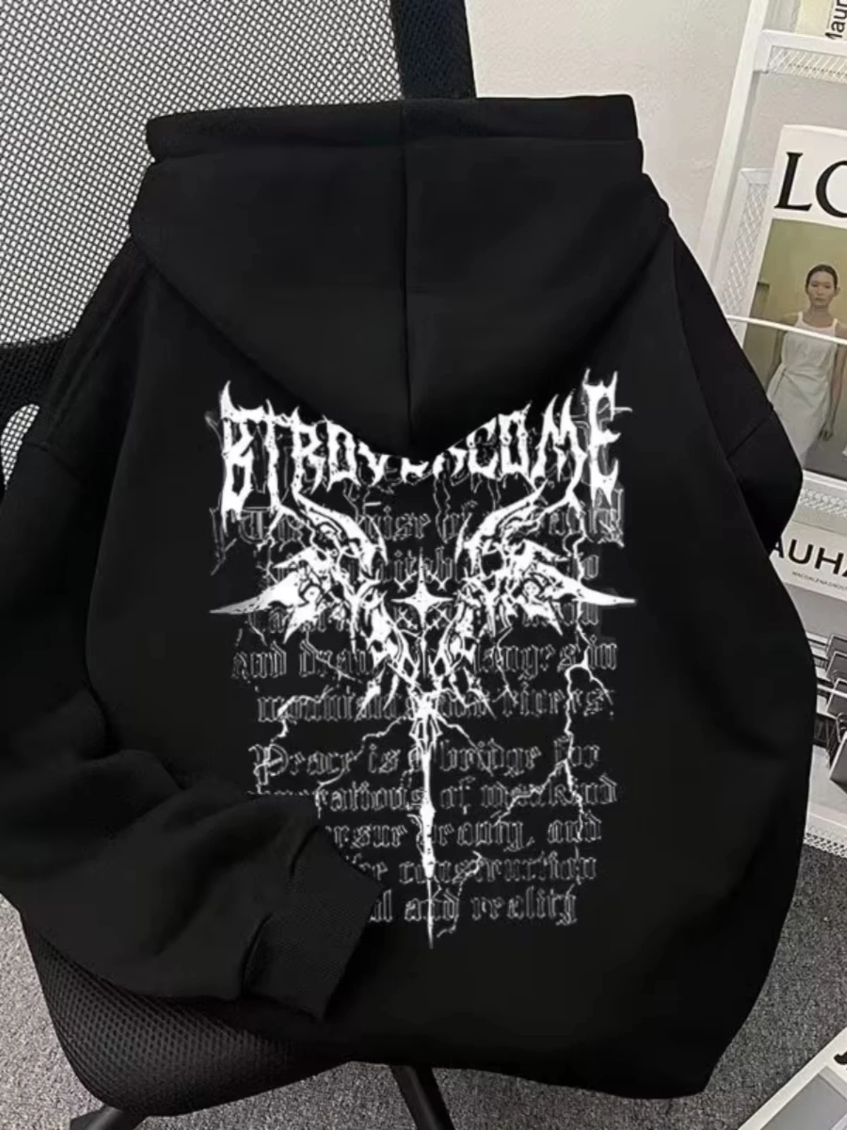 Wing Print Oversized Pullover Hoodie product image