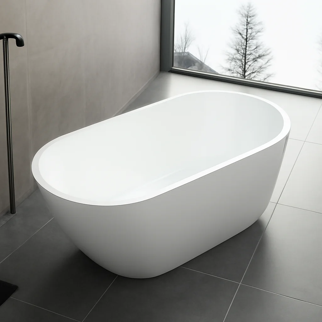 

Смоляная ванна для ледяной ванны с белой твердой поверхностью, независимая ванна, современный минималистичный дизайн