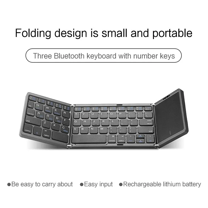 JITE Foldable Bluetooth 5.1 Keyboard with Touchpad Portable for Computers Tablets Smartphones - Universal Wireless Keyboard