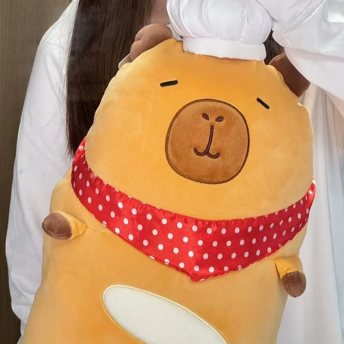 Cartoon Capybara Baguette Knuffel Gevuld Chef's Cap Capibara Lange Slaap Zacht Kussen Sofa Kussen Dutje Meisjes Verjaardagscadeautjes