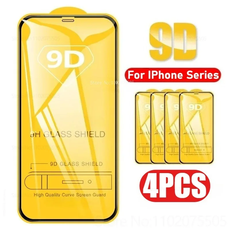 

4Pcs High Hardness Tempered Glass for IPhone 13 14 15 16 Pro Max 12Mini Screen Protector for IPhone 11 Promax 6 7 8 Plus X XR XS