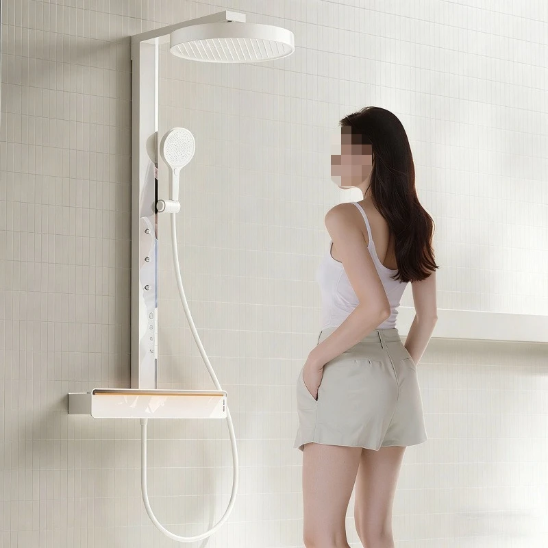 Light luxury all-copper intelligent thermostatic shower hot and cold shower set household bathroom bath pressurized shower