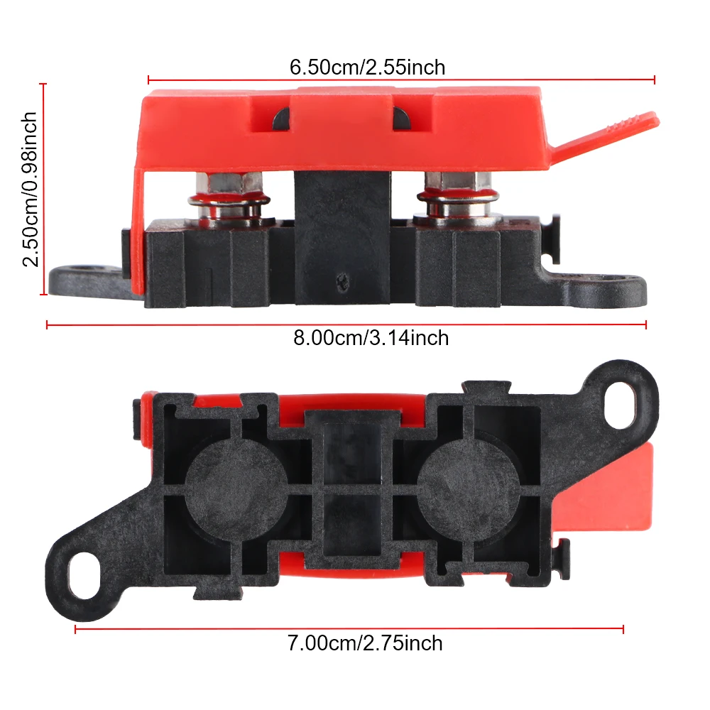 Modificación del disyuntor del fusible del perno de la horquilla para el portafusibles reemplazable 200A del camión del coche de Camping del barco marino RV con cubierta antipolvo