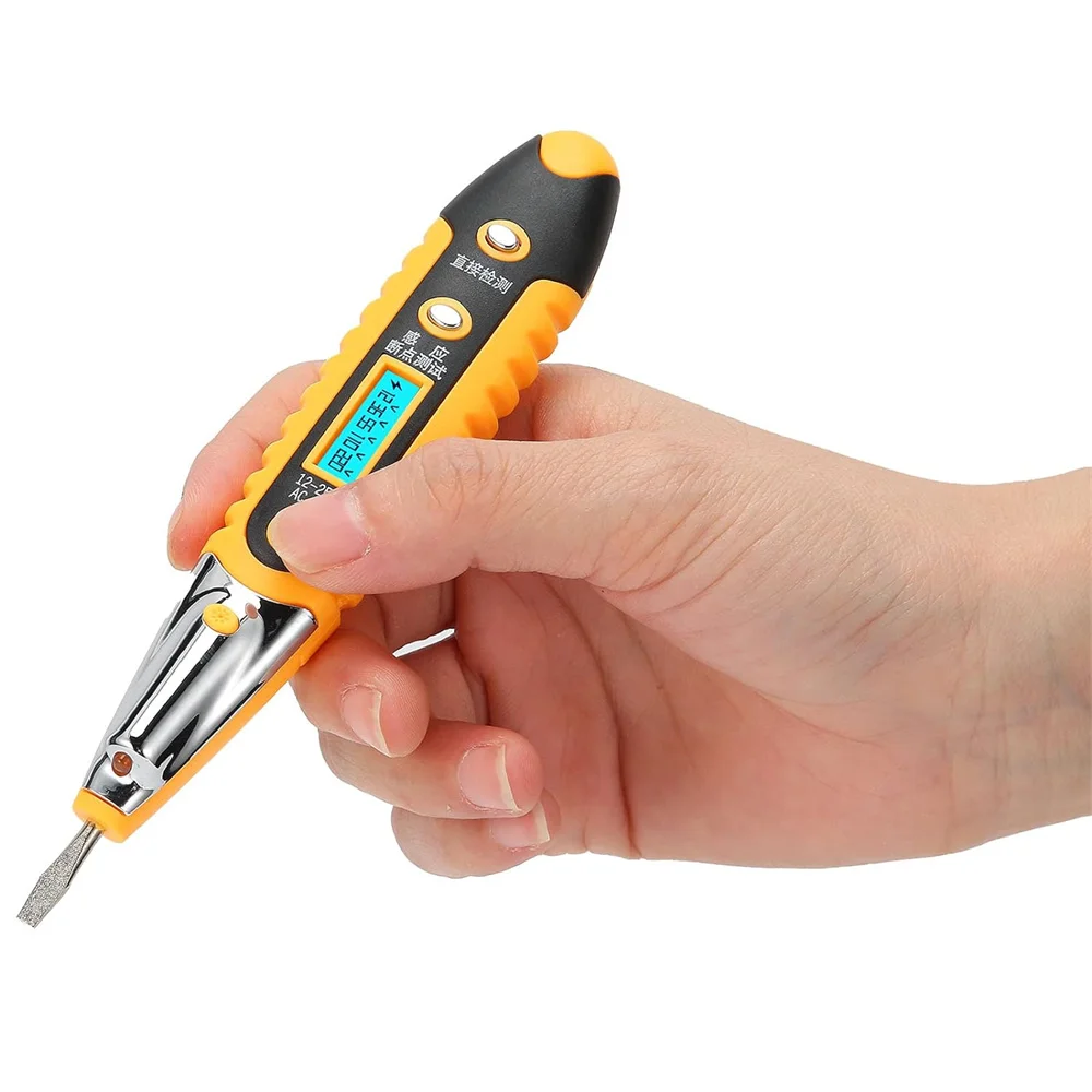 Voltage Tester, Multifunction Digital Display Voltage Tester Voltage Test Pen Pencil AC DC Detector with LED for Lighting