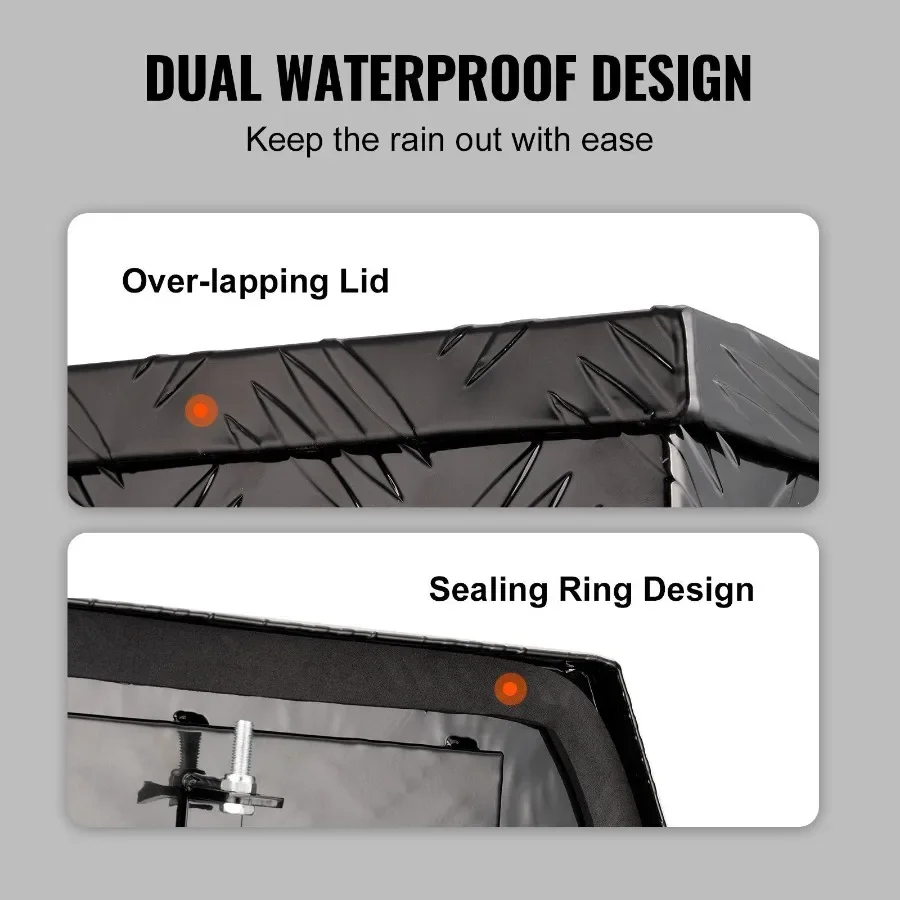 VEVOR مقطورة اللسان صندوق سبائك الألومنيوم الماس لوحة اللسان صندوق أداة الصدر الثقيلة صندوق مقطورة تخزين مع قفل ومفاتيح U