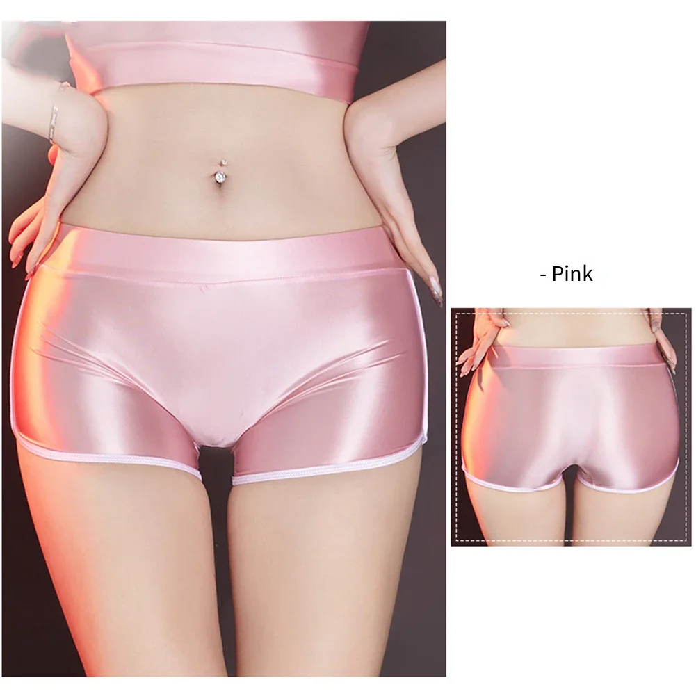 

Women Boyshort Sexy Oil Shiny Glossy Panties Stretch Briefs Smooth Underwear Female Shorts Seamless Underpants