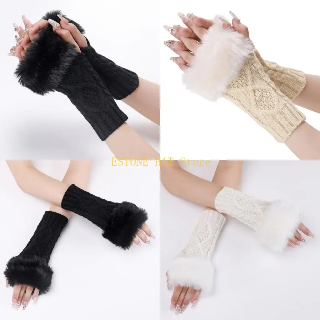 

49MF Fingerless Arm Warmer Women Teens Comfortable Decorative Arm Sleeves For Winter