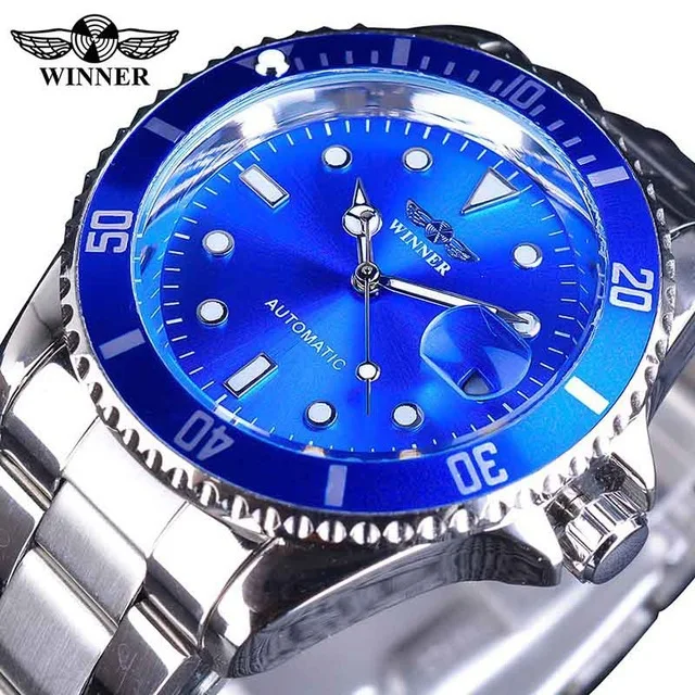 Fashion Winner Luxury Brand Mechanical Business Automatic Watch For Men Rotatable Bezel Luminous Dial Full Stainess Steel Watch