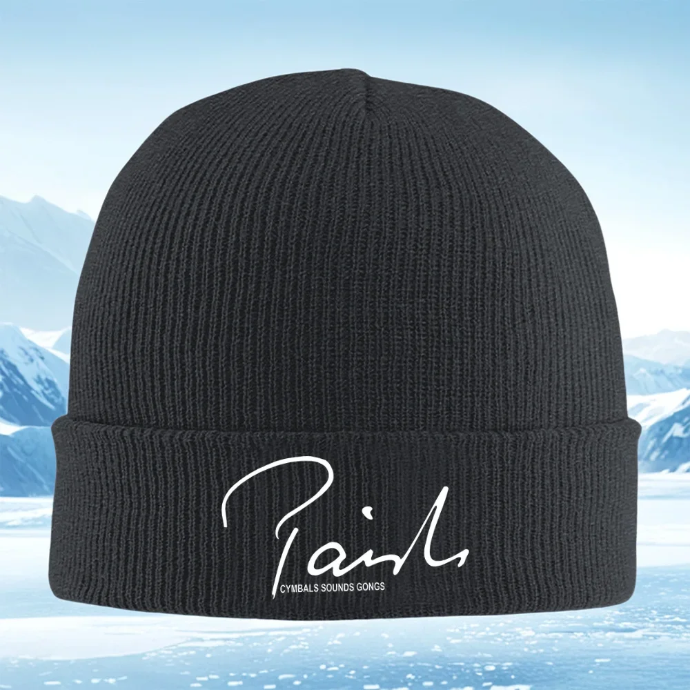 2026 White stylish signature brand logo on black Men Women Unisex Knitted Hat Beanie Pullover Cap Winter Thermal Warm Christmas