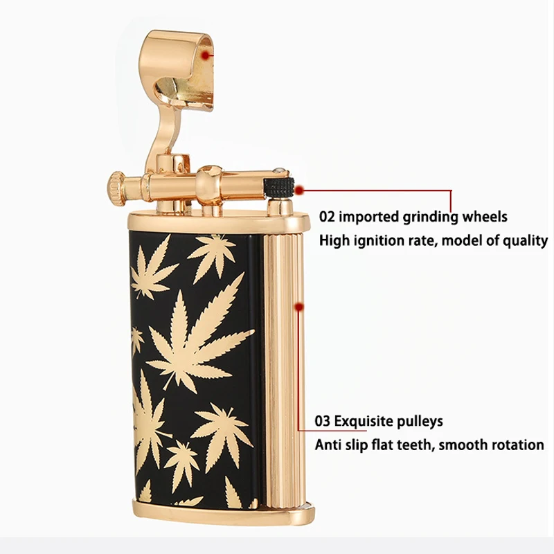 Innovative Brass Abrasive Wheel Gas Lighter: Unique Open-Flame, High-End Gift for Pipe Smokers - Wholesale Available