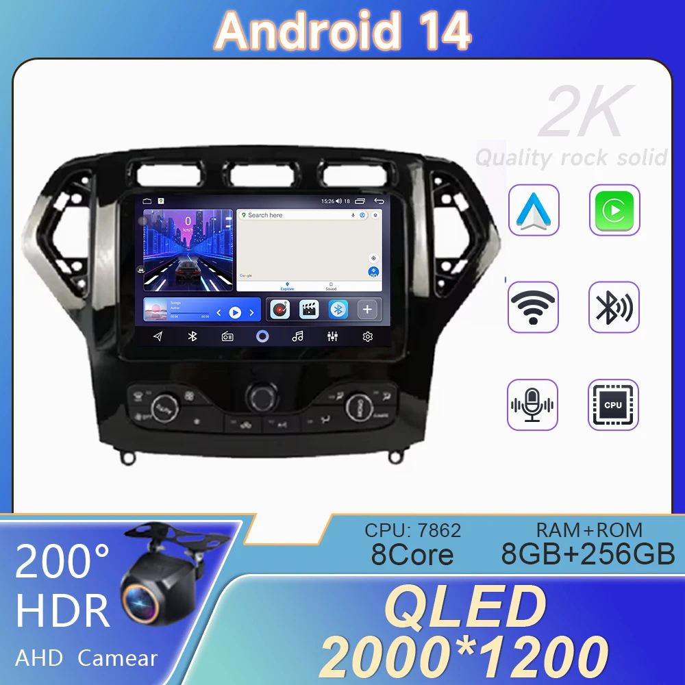 4G For Ford Mondeo MK4 2007-2014 Video Stereo Carplay Android Auto Radio Navigation GPS Multimedia Player IPS WIFI No 2din DVD