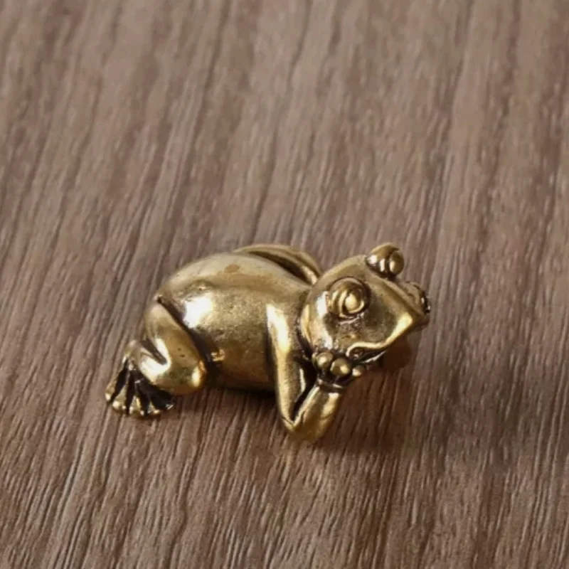 Brass Solid Frog Figurinesmall Statue House Ornaments Animal Figurines Gift