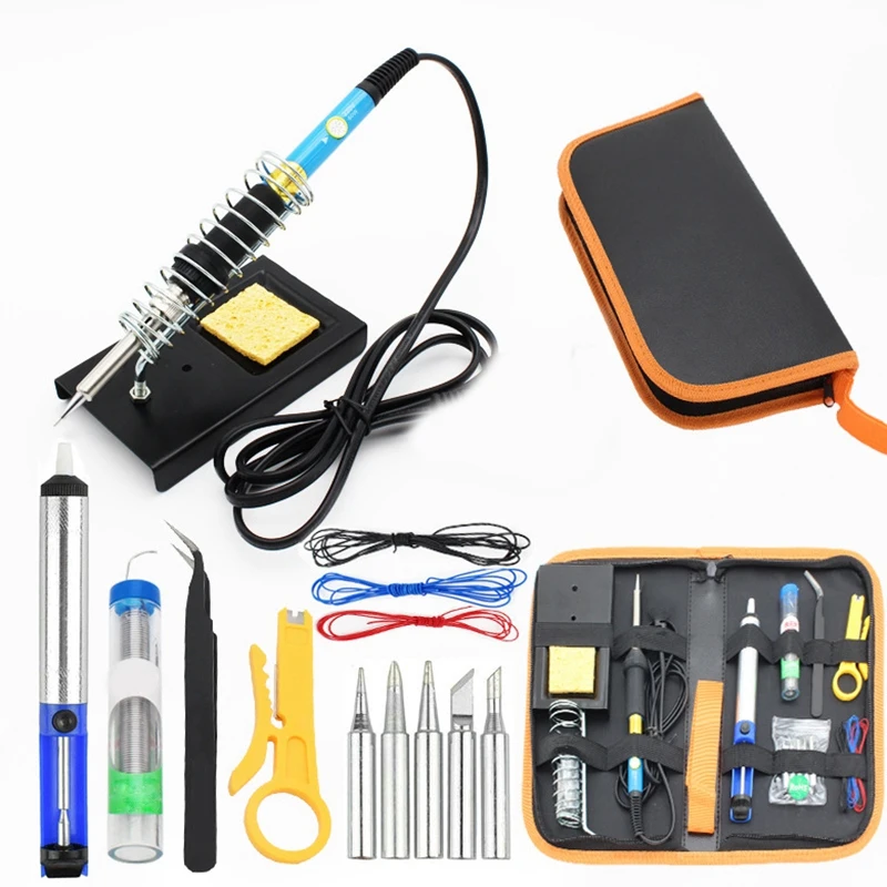 

Electric Soldering Iron Kit 15 In 1 Adjustable Temperature Welding Tool 60W Tweezers Solder Repair Tools Storage Bag Promotion