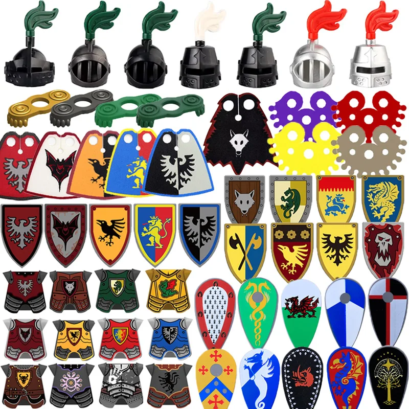 

Medieval Weapons Accessories Building Blocks Knight Soldier Figures Viking Eagle Dragon Sheild Helmet Armor Cloak Brick Toys Y02