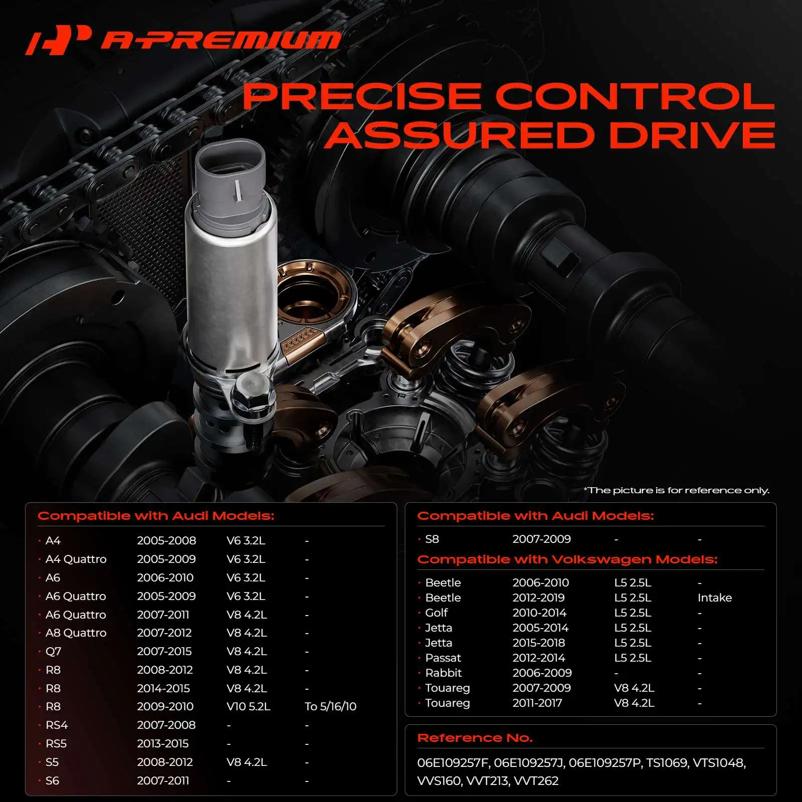 A-Premium Variable Valve Timing Solenoid for Volkswagen Jetta 2005-2018 Passat 2012-2014 Golf 2010-2014 Beetle Audi A4 2005-2008