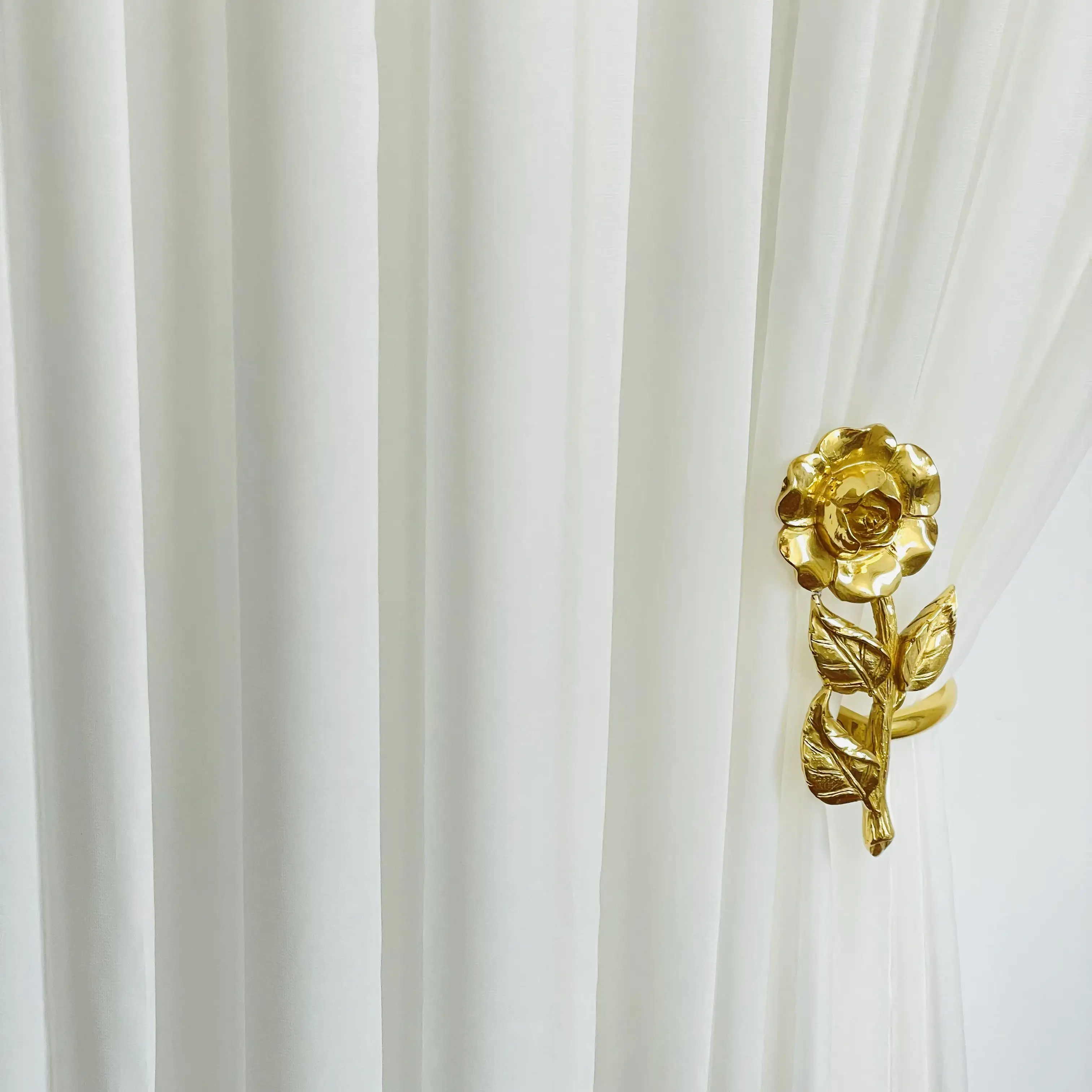 Cortina decorativa para ventana en forma de U de latón europeo de alta calidad, soportes laterales para cortina