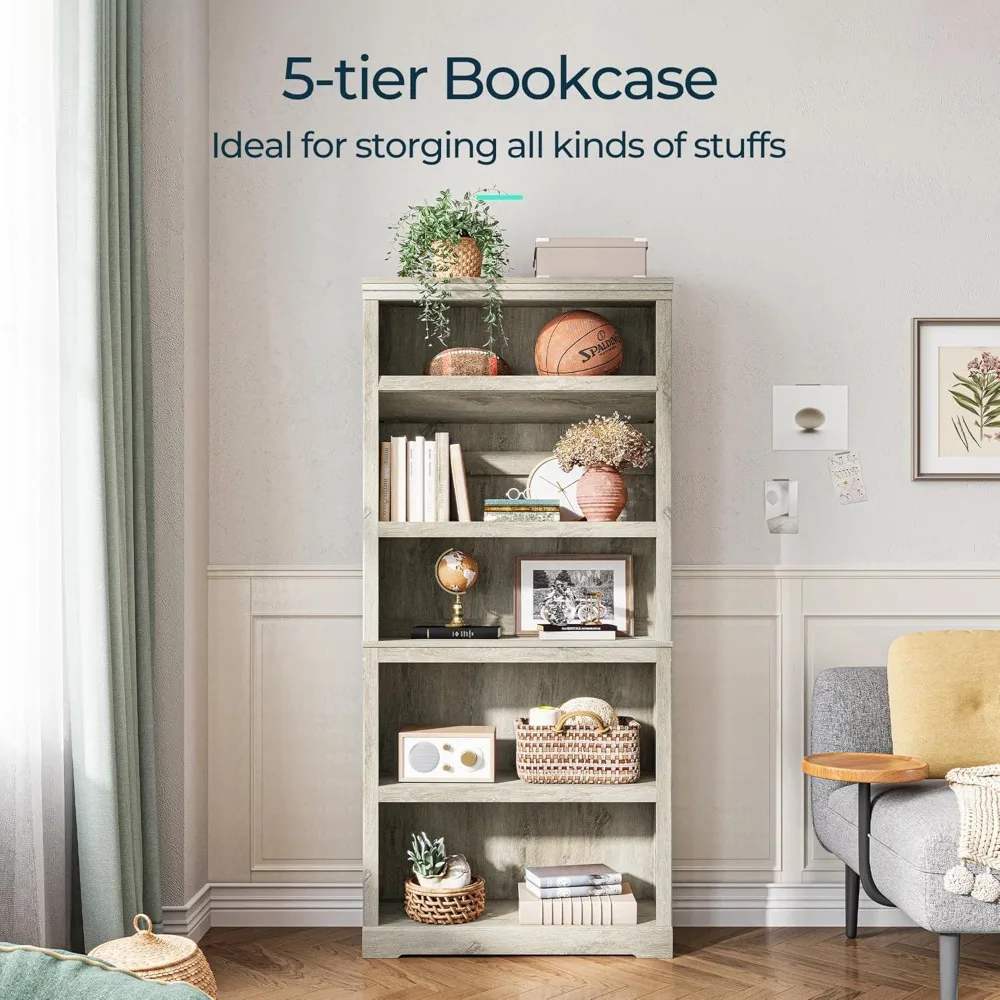 Linsy Huis 5-Shelf Boekenkast, Boekenplanken Vloer Staande Display Opbergplanken 68 In Hoge Boekenkast Woninginrichting Meubels