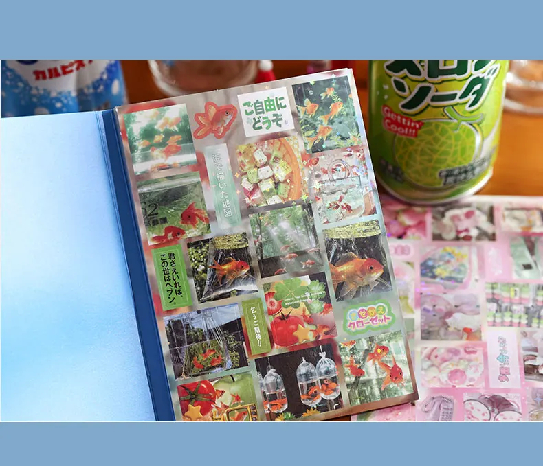 30 Blatt Glitzer-Stickerbuch mit ausgestanzten Motiven, Retro-Cartoon, dekoratives, handgemachtes Scrapbooking-Material, japanische Schreibwaren. – Detail 14